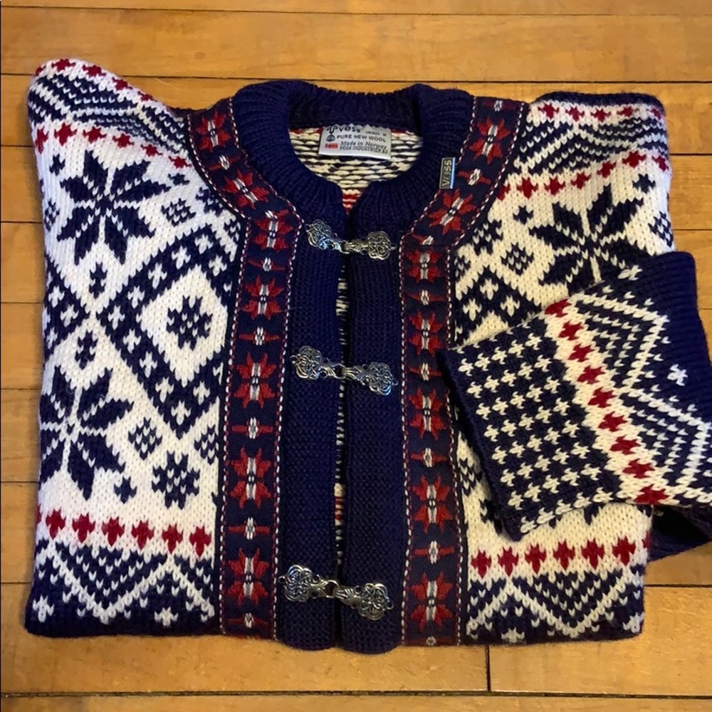 Vintage Voss Norway Pure Wool Sweater Cardigan